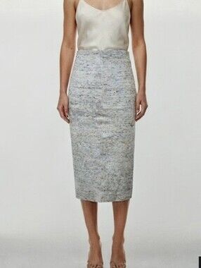 WILFRED Aritzia Tweed Pencil Skirt Midi High Rise Fabric Made in Italy , Medium